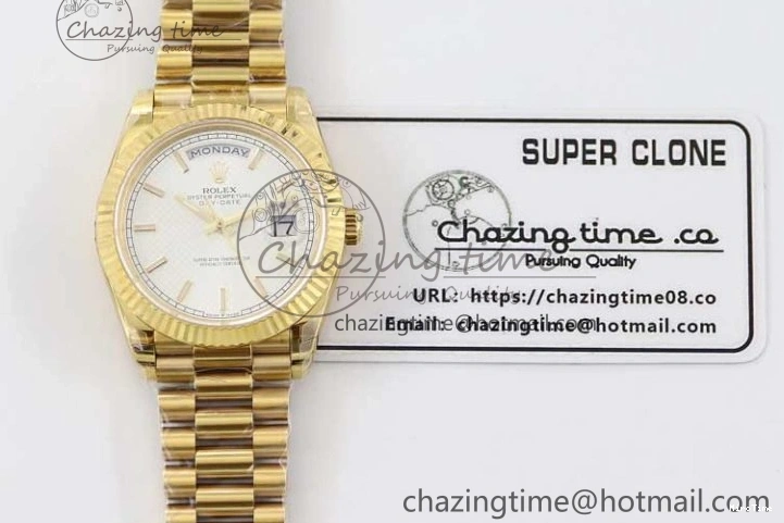 MiroTime 0121 Day Date 40mm YG 904L Steel TWF 1:1 Best Edition White Dial on YG Bracelet A FreshLook 2368